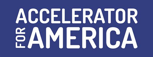 A blue and white graphic presents the text ACCELERATE AMERICA.