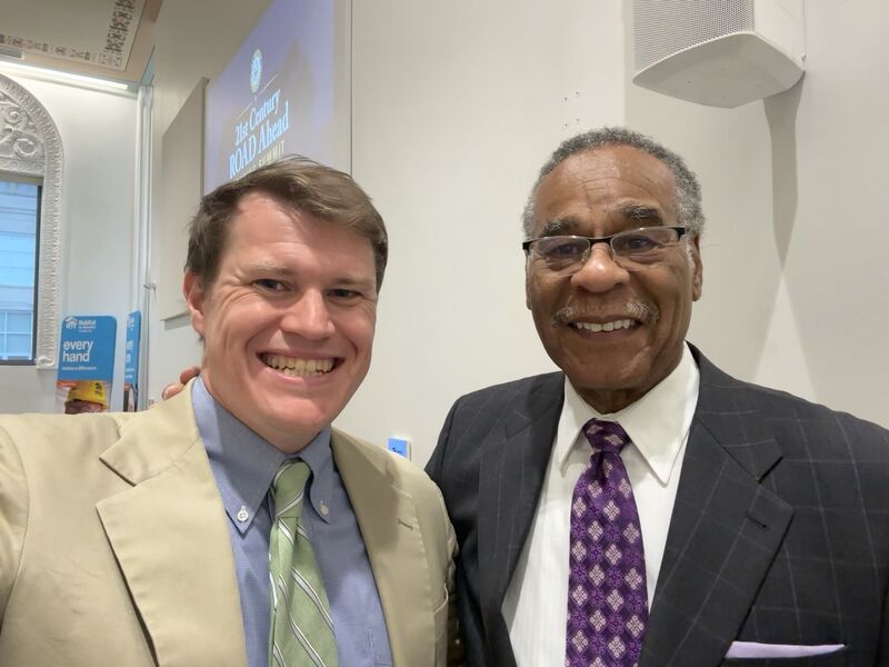 Task Force Executive Director Colin Higgins and Congressman Emanuel Cleaver II, Ranking Member of the U.S. House Subcommittee on Housing and Insurance, at the ROAD Ahead Housing Summit in Kansas City